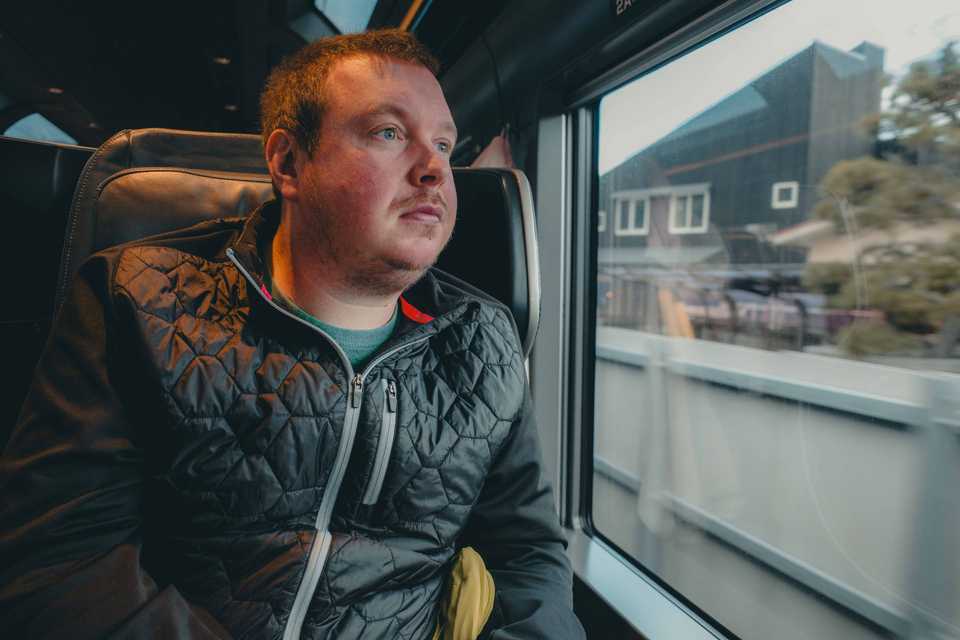 James on the Sapphir Odoriko to Atami