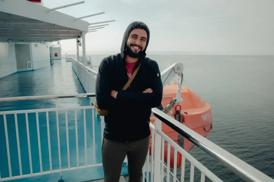 Charlie on the Gotland ferry