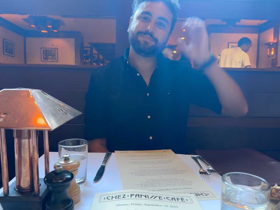 Charlie in motion at Chez Panisse