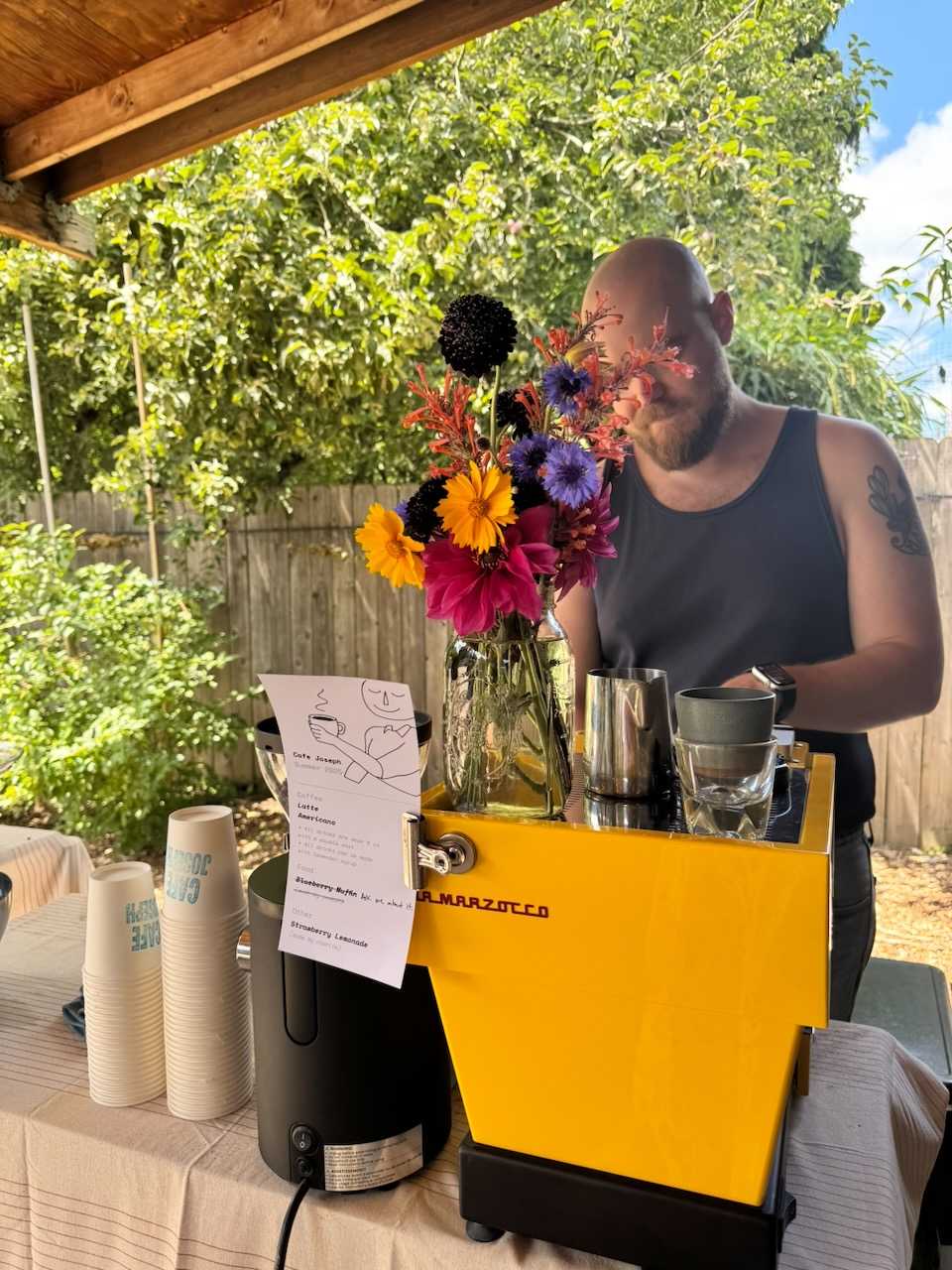 Me slinging coffees at Cafe Joseph