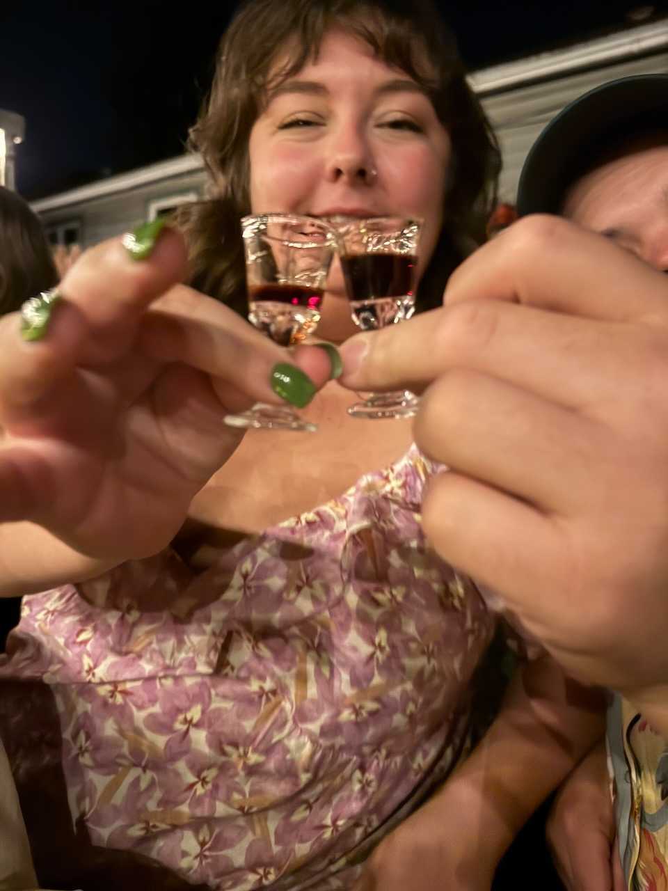 Tiny shots or big hands?