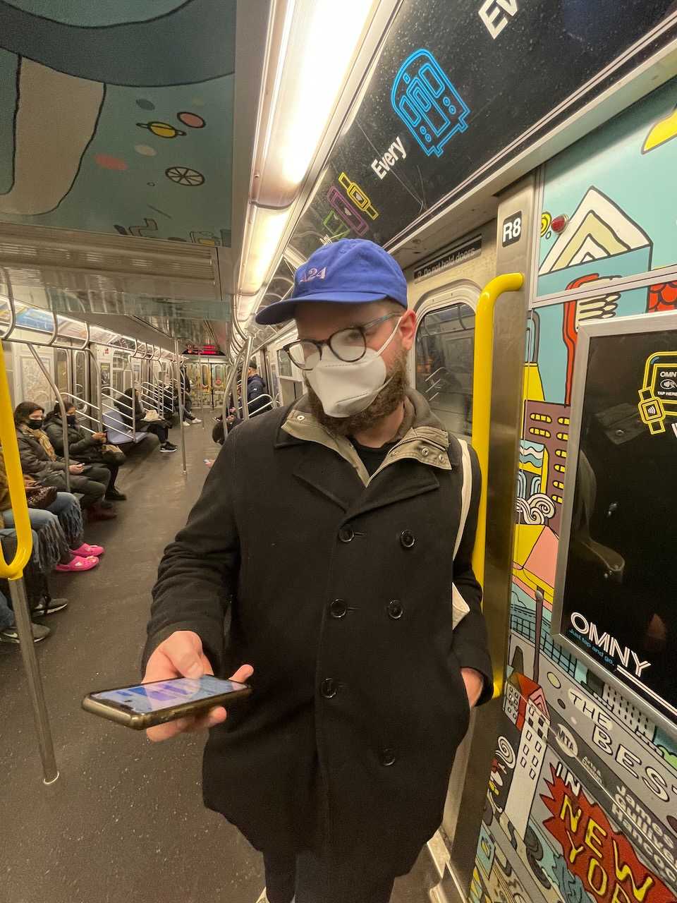 Joe on the subway when I visited in January